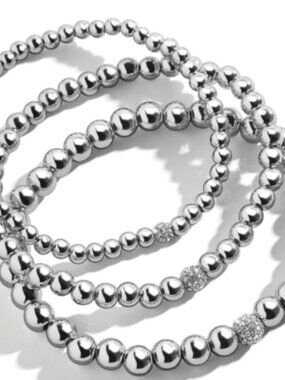 Baublebar Pisa Set of 3 Stretch Bracelets - Silvertone - New